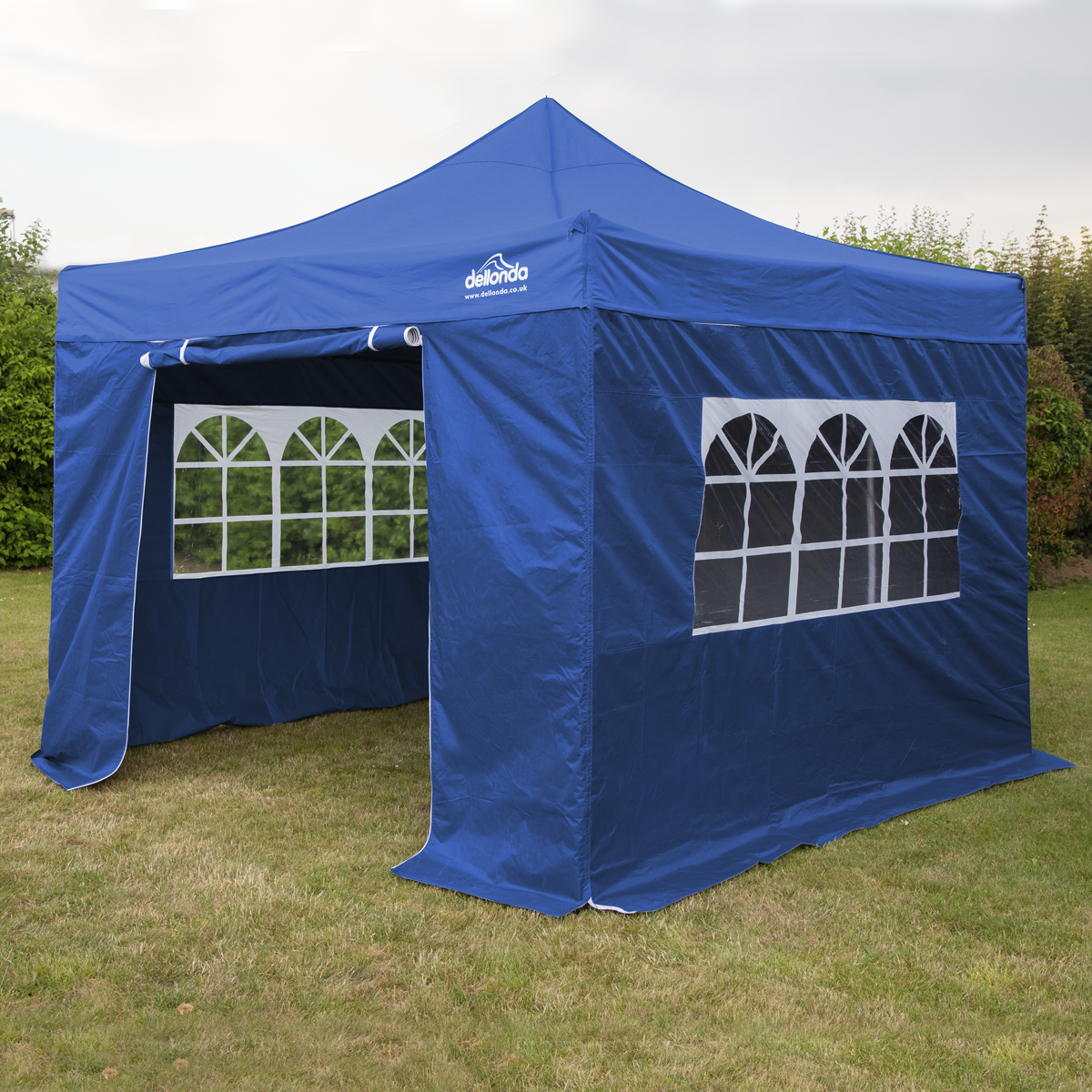 Dellonda Premium 3x3m Pop-Up Gazebo & Side Walls with Carry Bag, Stakes & Weight Bags - Blue DG165