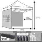 Dellonda Premium 3x3m Pop-Up Gazebo & Side Walls with Carry Bag, Stakes & Weight Bags - Blue DG165