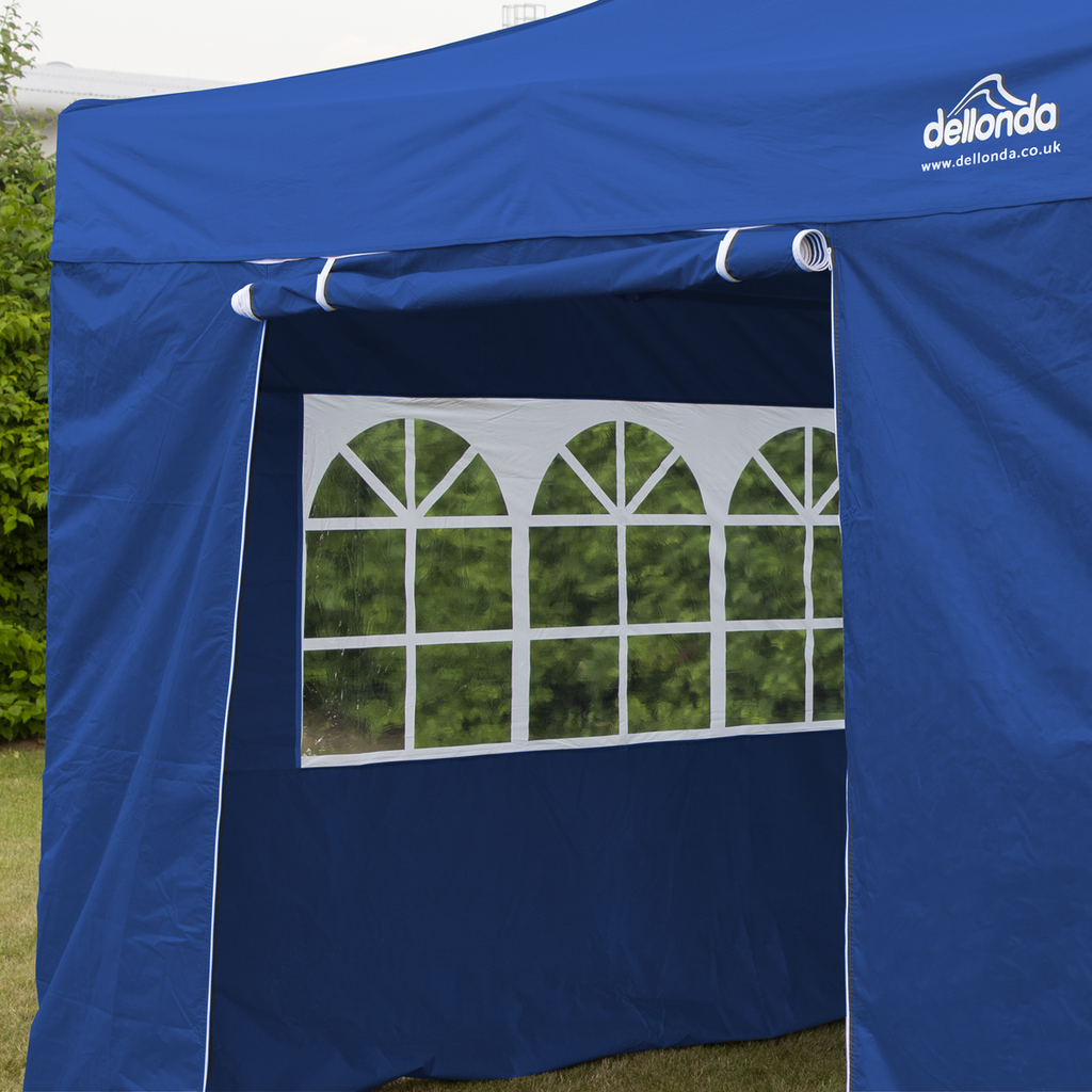 Dellonda Premium 3x3m Pop-Up Gazebo & Side Walls with Carry Bag, Stakes & Weight Bags - Blue DG165
