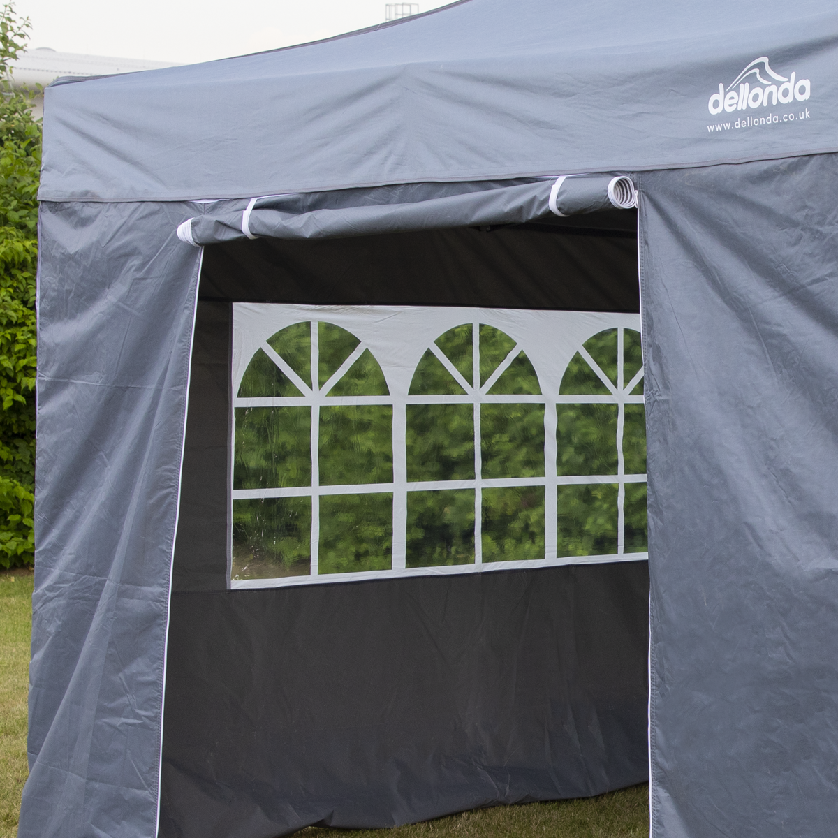 Dellonda Premium 3x3m Pop-Up Gazebo & Side Walls with Carry Bag, Stakes & Weight Bags - Grey DG167