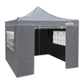 Dellonda Premium 3x3m Pop-Up Gazebo & Side Walls with Carry Bag, Stakes & Weight Bags - Grey DG167