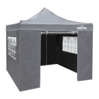 Dellonda Premium 3x3m Pop-Up Gazebo & Side Walls with Carry Bag, Stakes & Weight Bags - Grey DG167