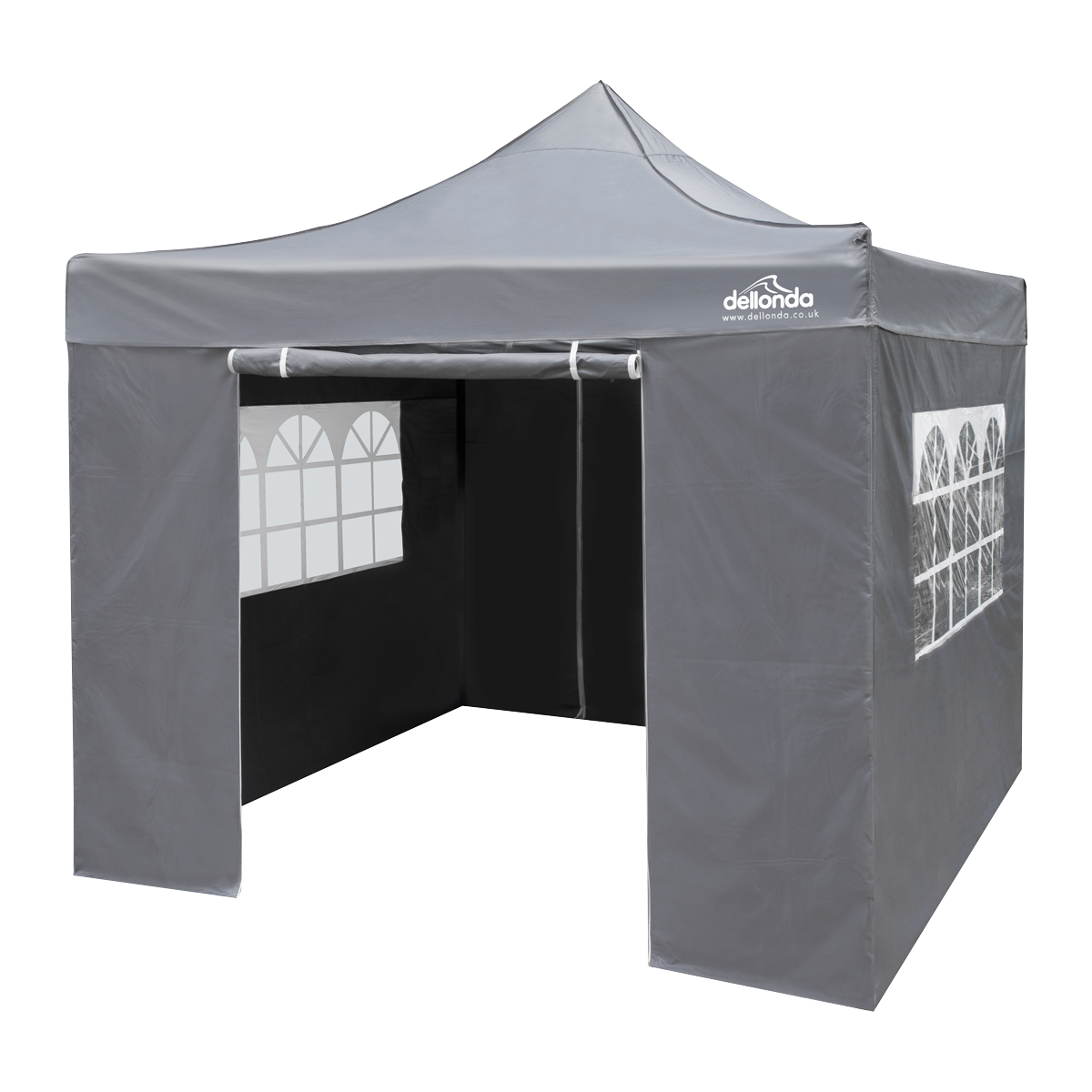 Dellonda Premium 3x3m Pop-Up Gazebo & Side Walls with Carry Bag, Stakes & Weight Bags - Grey DG167