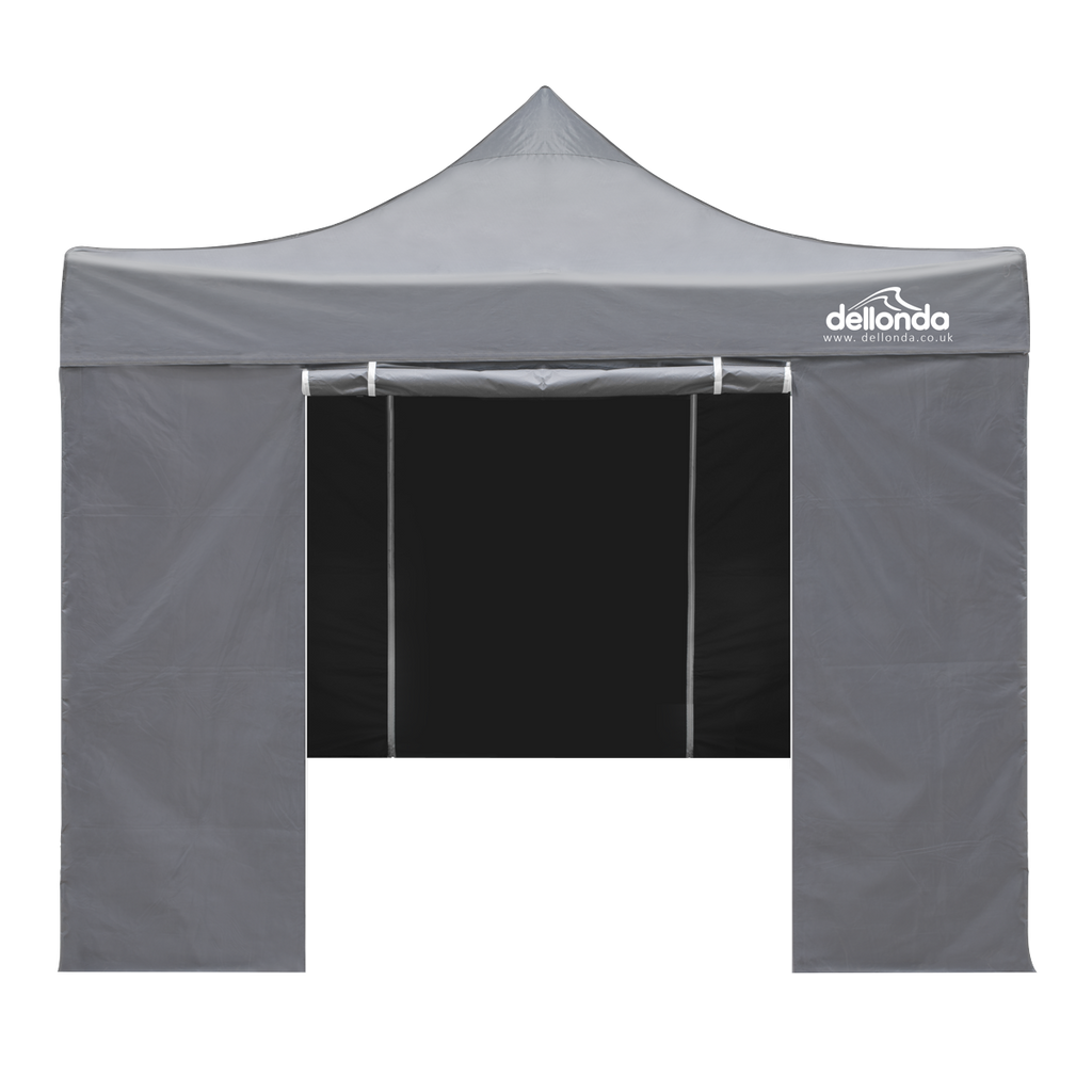 Dellonda Premium 3x3m Pop-Up Gazebo & Side Walls with Carry Bag, Stakes & Weight Bags - Grey DG167