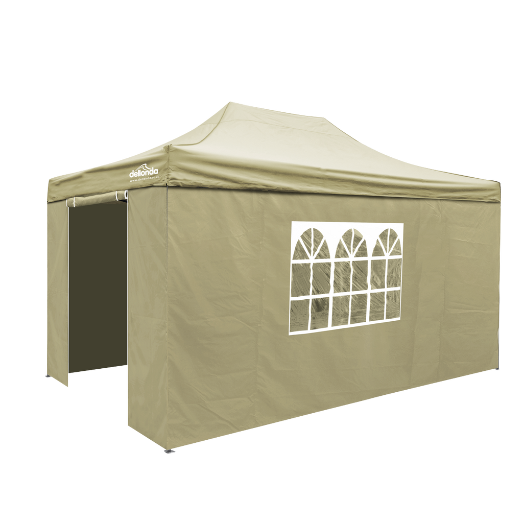 Dellonda Premium 3x4.5m Pop-Up Gazebo & Side Walls with Carry Bag, Stakes & Weight Bags - Beige DG168