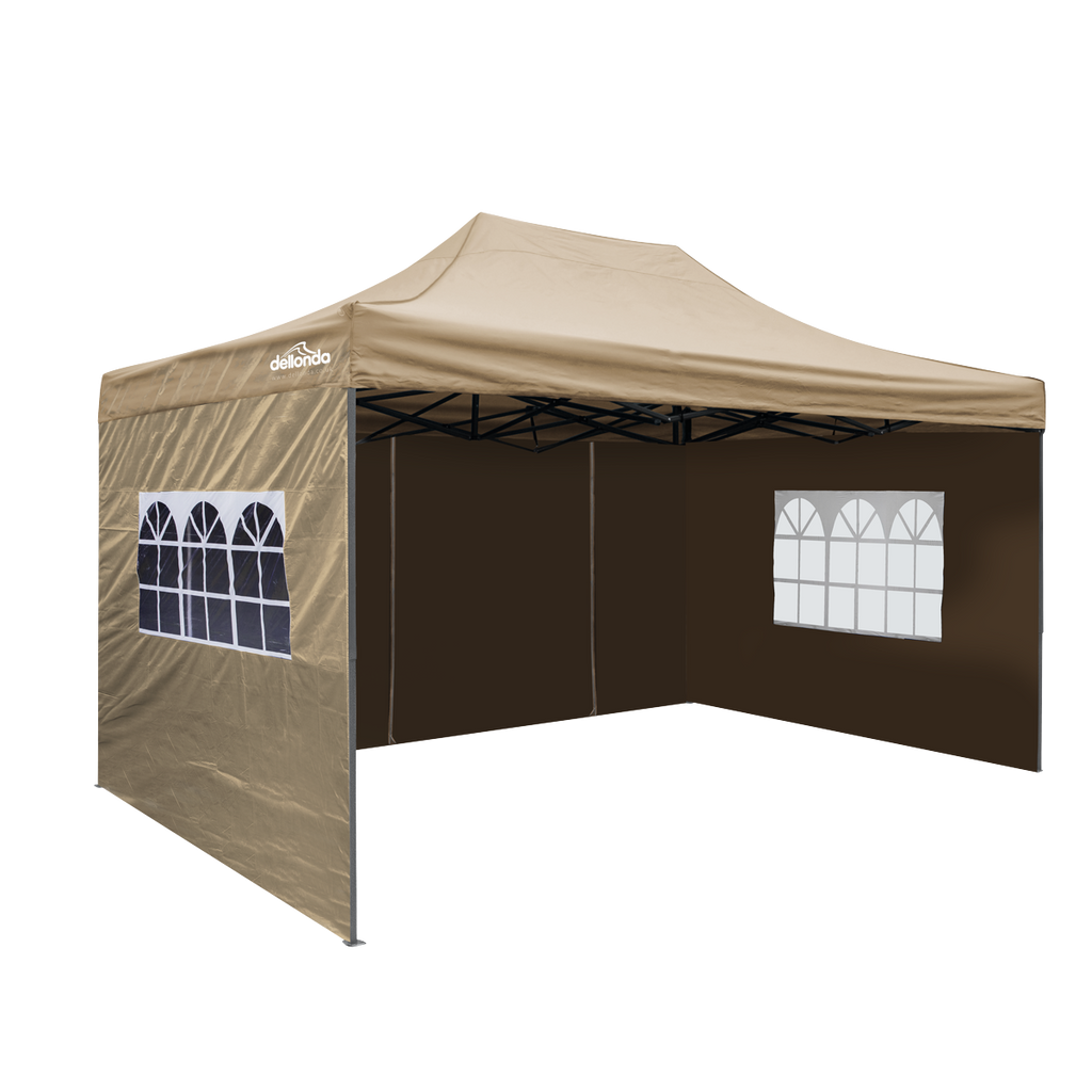 Dellonda Premium 3x4.5m Pop-Up Gazebo & Side Walls with Carry Bag, Stakes & Weight Bags - Beige DG168