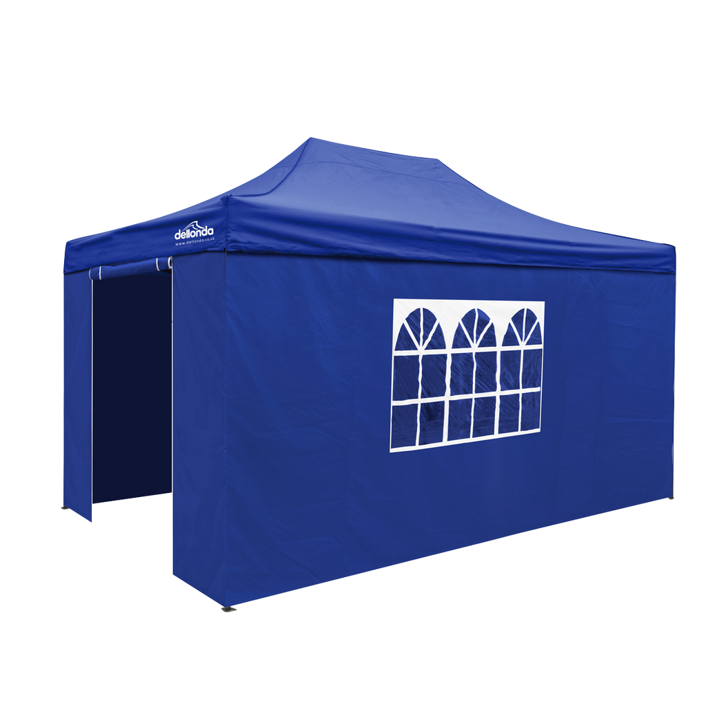 Dellonda Premium 3x4.5m Pop-Up Gazebo & Side Walls with Carry Bag, Stakes & Weight Bags - Blue DG169