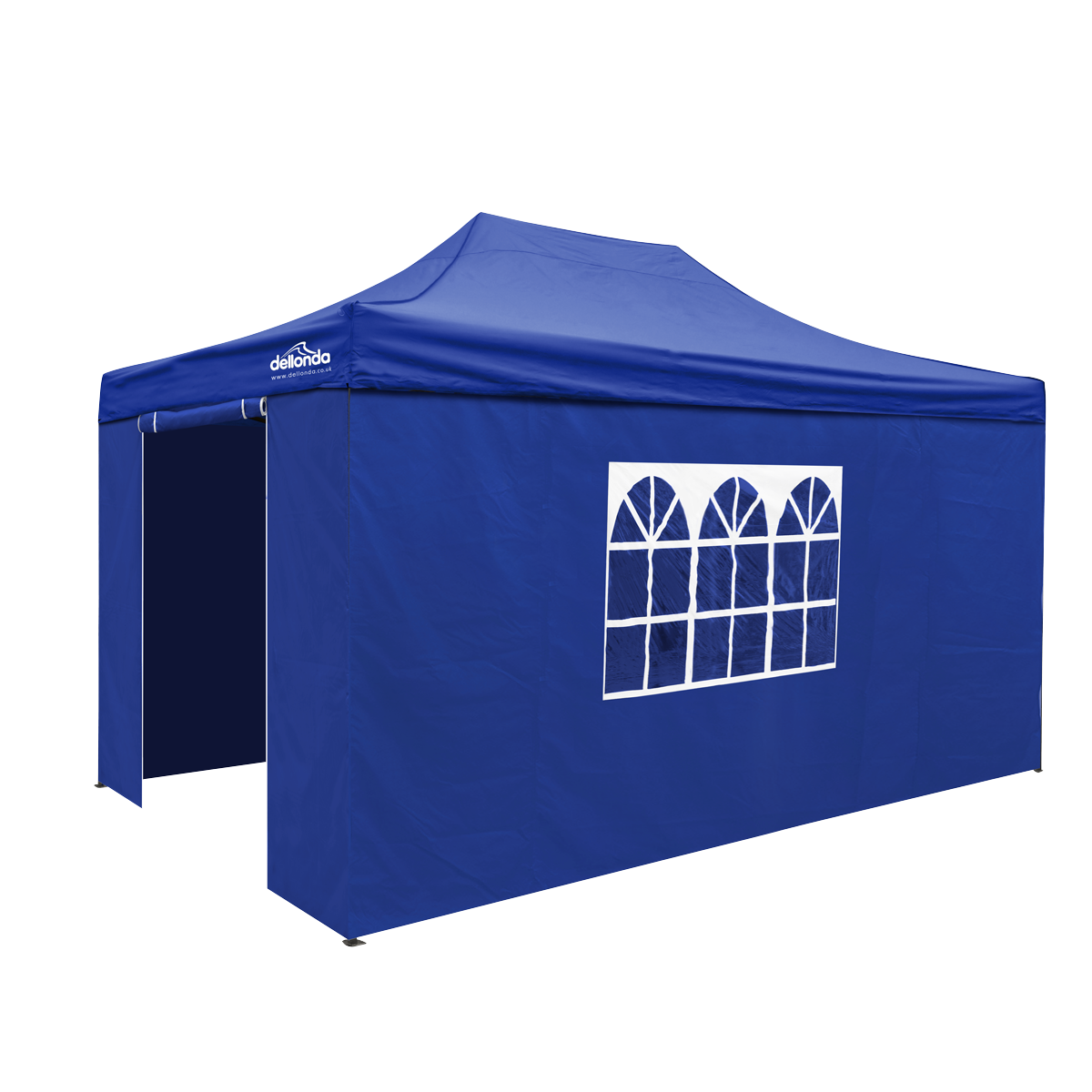Dellonda Premium 3x4.5m Pop-Up Gazebo & Side Walls with Carry Bag, Stakes & Weight Bags - Blue DG169