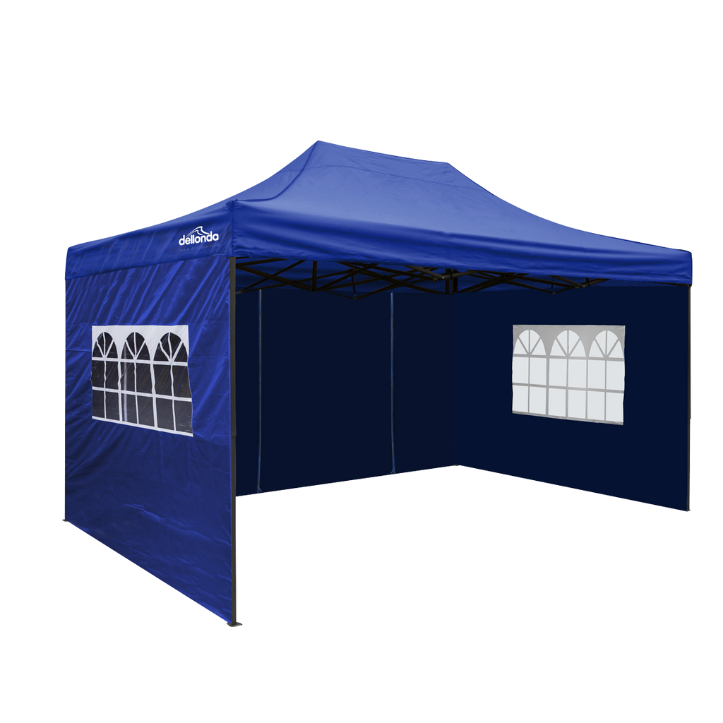 Dellonda Premium 3x4.5m Pop-Up Gazebo & Side Walls with Carry Bag, Stakes & Weight Bags - Blue DG169