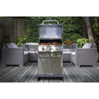 3 Burner Deluxe Gas BBQ Grill with Piezo Ignition & Thermometer - Stainless Steel DG16