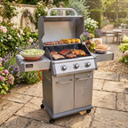 3 Burner Deluxe Gas BBQ Grill with Piezo Ignition & Thermometer - Stainless Steel DG16
