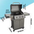3 Burner Deluxe Gas BBQ Grill with Piezo Ignition & Thermometer - Stainless Steel DG16