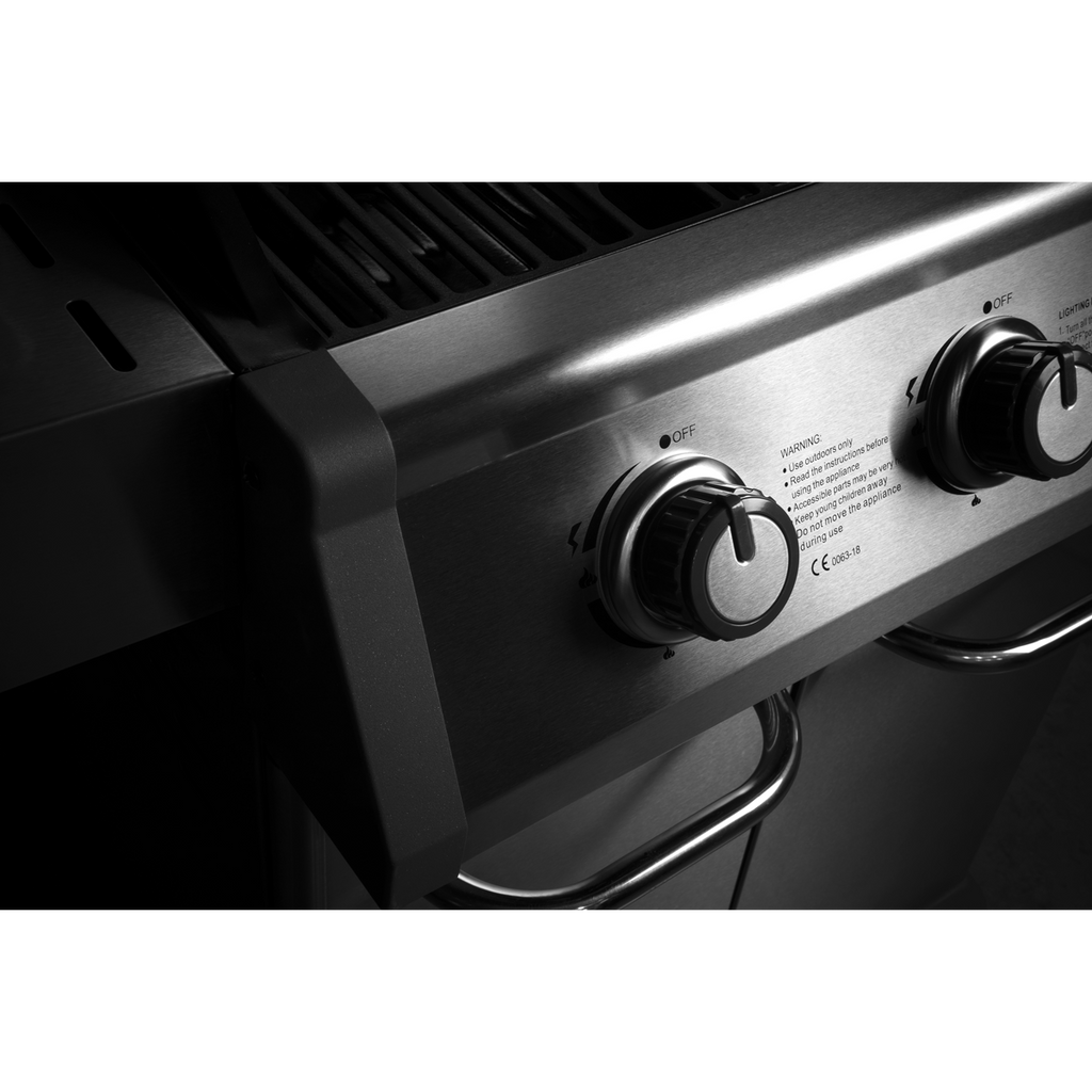 3 Burner Deluxe Gas BBQ Grill with Piezo Ignition & Thermometer - Stainless Steel DG16