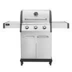 3 Burner Deluxe Gas BBQ Grill with Piezo Ignition & Thermometer - Stainless Steel DG16