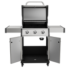3 Burner Deluxe Gas BBQ Grill with Piezo Ignition & Thermometer - Stainless Steel DG16