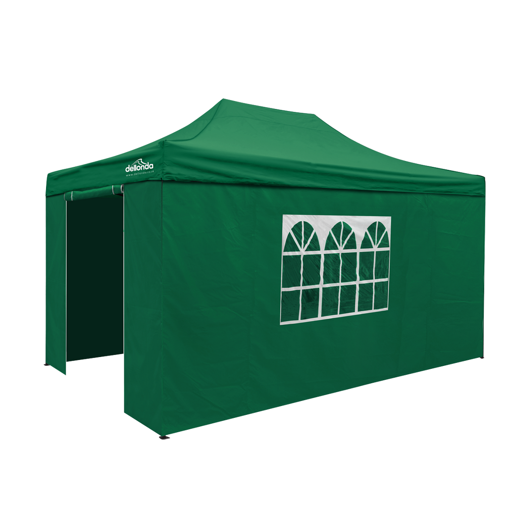 Dellonda Premium 3x4.5m Pop-Up Gazebo & Side Walls with Carry Bag, Stakes & Weight Bags - Green DG170