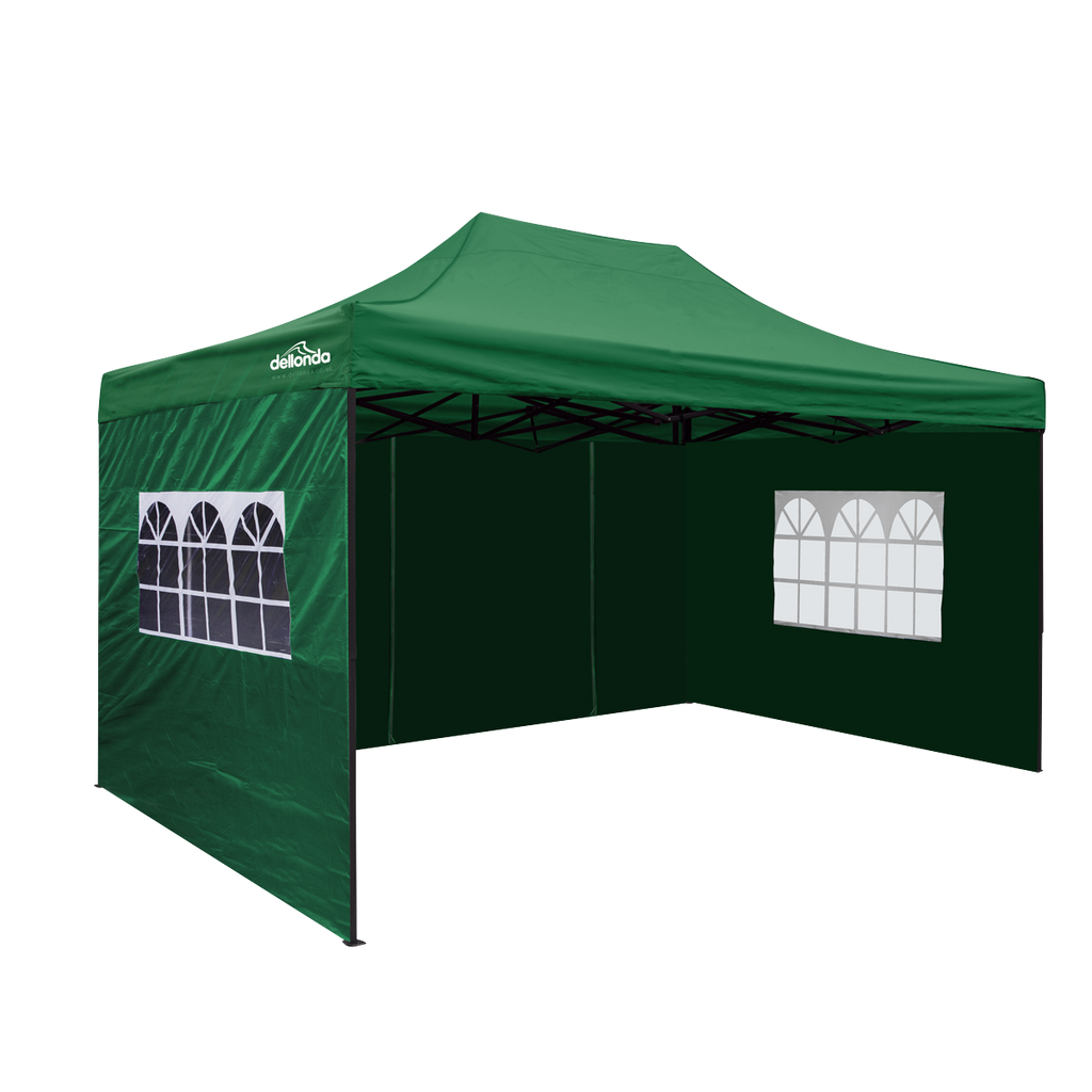 Dellonda Premium 3x4.5m Pop-Up Gazebo & Side Walls with Carry Bag, Stakes & Weight Bags - Green DG170