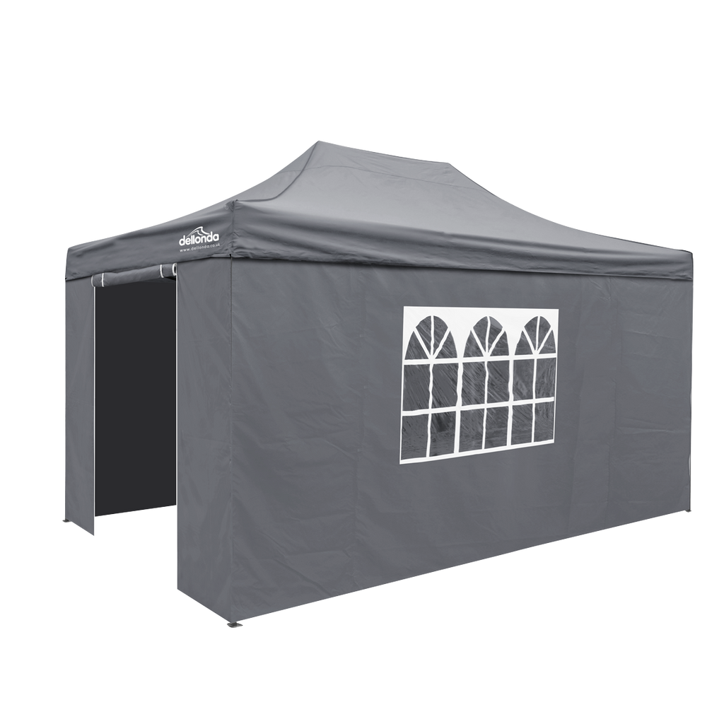 Dellonda Premium 3x4.5m Pop-Up Gazebo & Side Walls with Carry Bag, Stakes & Weight Bags - Grey DG171