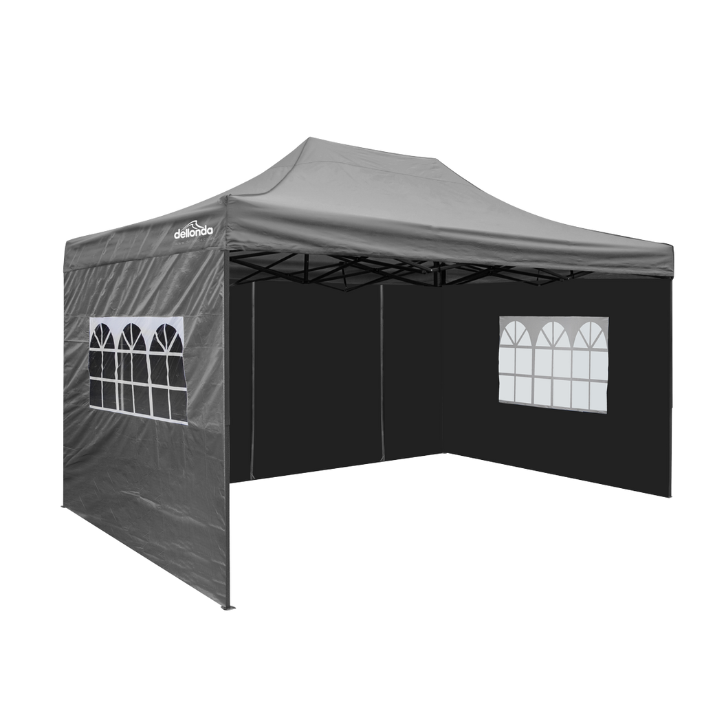 Dellonda Premium 3x4.5m Pop-Up Gazebo & Side Walls with Carry Bag, Stakes & Weight Bags - Grey DG171