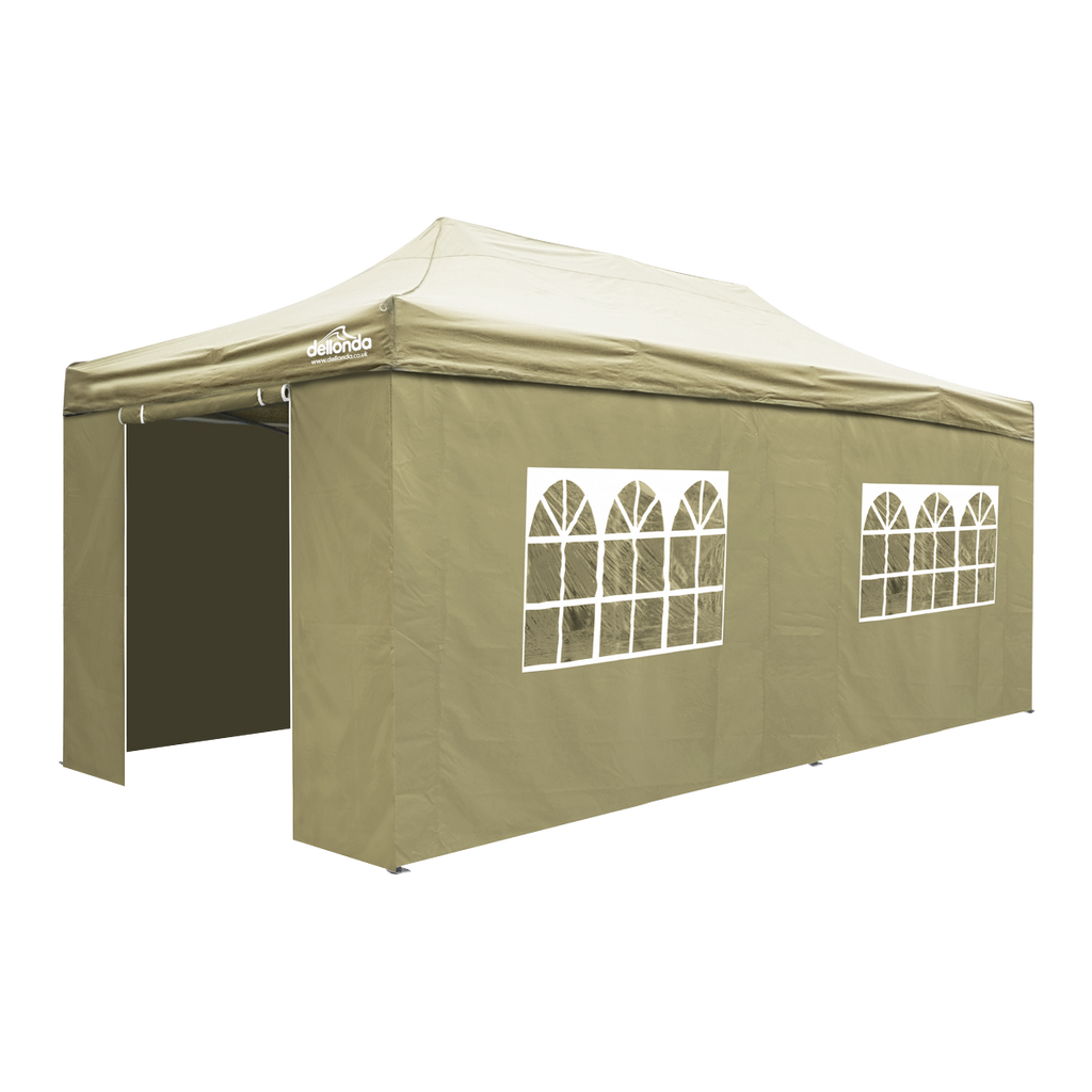 Dellonda Premium 3x6m Pop-Up Gazebo & Side Walls with Carry Bag, Stakes & Weight Bags - Beige DG172