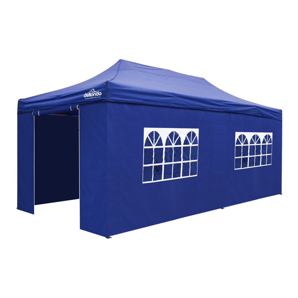 Dellonda Premium 3x6m Pop-Up Gazebo & Side Walls with Carry Bag, Stakes & Weight Bags - Blue DG173