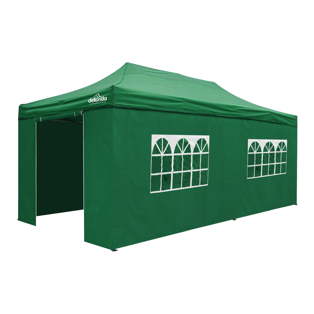 Dellonda Premium 3x6m Pop-Up Gazebo & Side Walls with Carry Bag, Stakes & Weight Bags - Green DG174