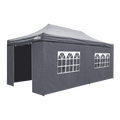 Dellonda Premium 3x6m Pop-Up Gazebo & Side Walls with Carry Bag, Stakes & Weight Bags - Grey DG175