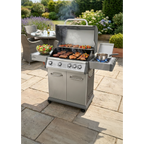 4+1 Burner Deluxe Gas BBQ Grill with Piezo Ignition & Thermometer - Stainless Steel DG17