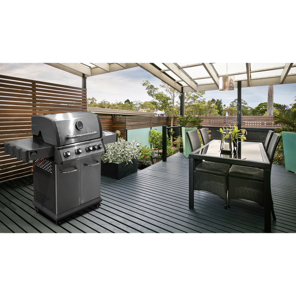 4+1 Burner Deluxe Gas BBQ Grill with Piezo Ignition & Thermometer - Stainless Steel DG17