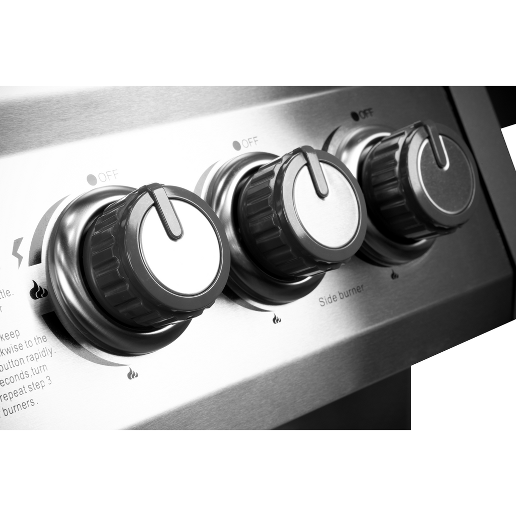 4+1 Burner Deluxe Gas BBQ Grill with Piezo Ignition & Thermometer - Stainless Steel DG17