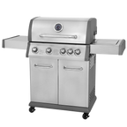 4+1 Burner Deluxe Gas BBQ Grill with Piezo Ignition & Thermometer - Stainless Steel DG17