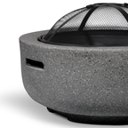 Round MgO Fire Pit with BBQ Grill & Safety Mesh Screen 60cm - Dark Grey DG189