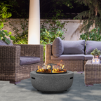 Round MgO Fire Pit with BBQ Grill & Safety Mesh Screen 60cm - Dark Grey DG189