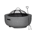 Round MgO Fire Pit with BBQ Grill & Safety Mesh Screen 60cm - Dark Grey DG189