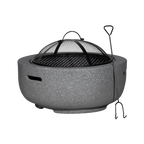 Round MgO Fire Pit with BBQ Grill & Safety Mesh Screen 60cm - Dark Grey DG189