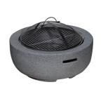 Round MgO Fire Pit with BBQ Grill & Safety Mesh Screen 60cm - Dark Grey DG189
