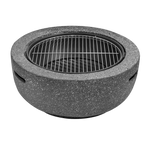 Round MgO Fire Pit with BBQ Grill & Safety Mesh Screen 60cm - Dark Grey DG189