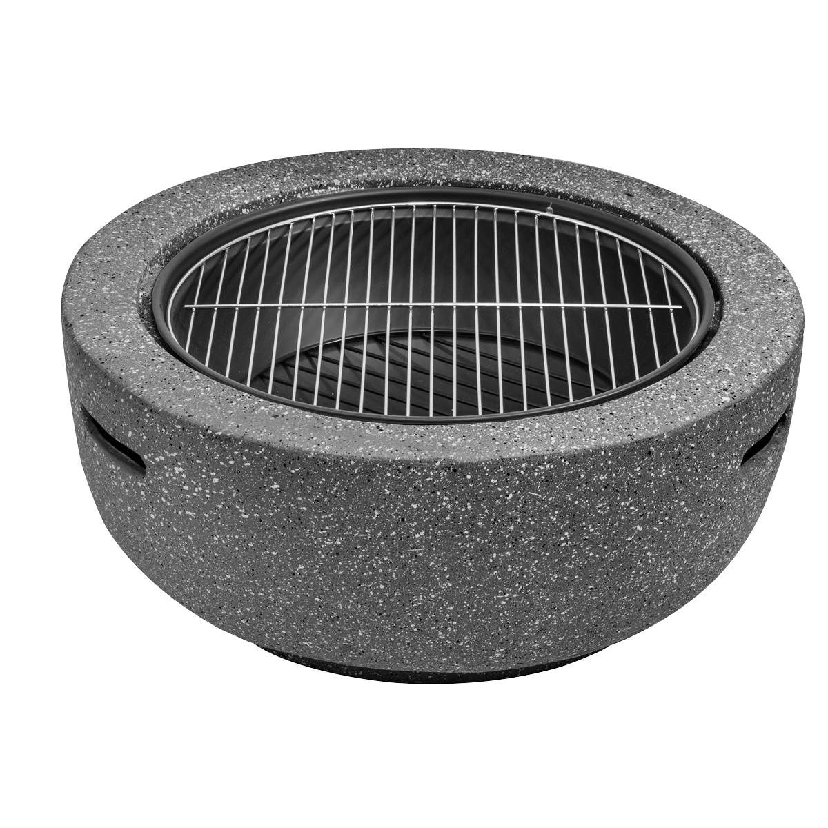 Round MgO Fire Pit with BBQ Grill & Safety Mesh Screen 60cm - Dark Grey DG189