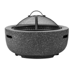Round MgO Fire Pit with BBQ Grill & Safety Mesh Screen 60cm - Dark Grey DG189