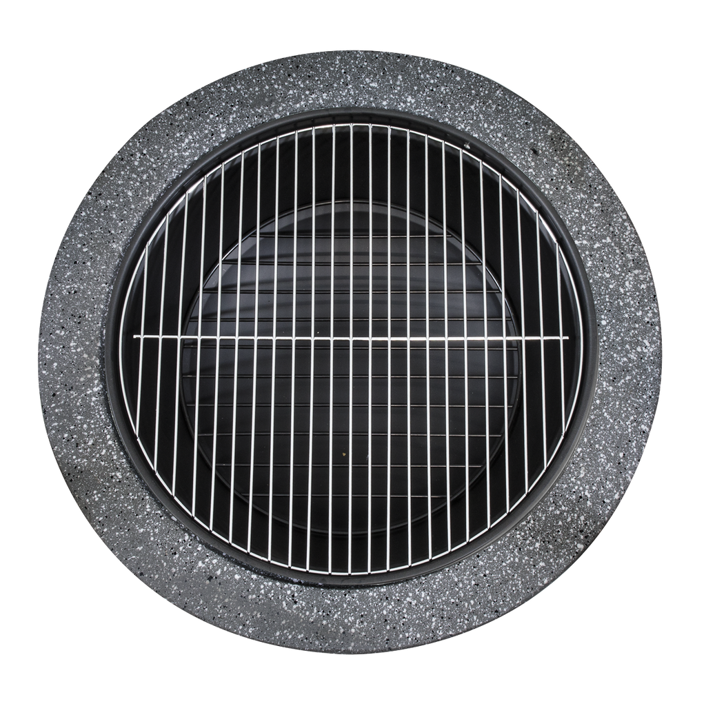 Round MgO Fire Pit with BBQ Grill & Safety Mesh Screen 60cm - Dark Grey DG189