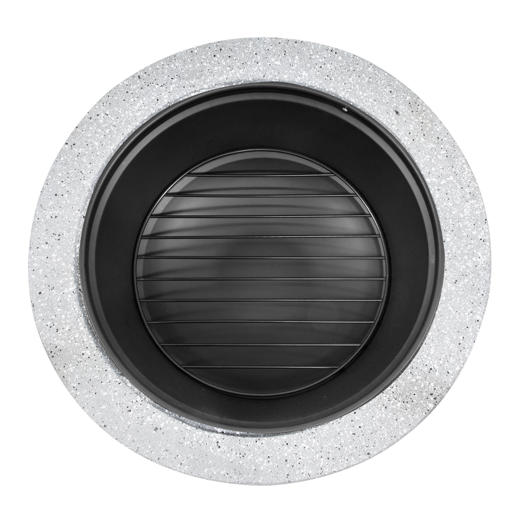 Round MgO Fire Pit with BBQ Grill & Safety Mesh Screen 75cm - Light Grey DG190