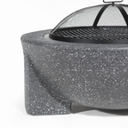 Round MgO Fire Pit with BBQ Grill & Safety Mesh Screen 75cm - Dark Grey DG191