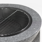 Round MgO Fire Pit with BBQ Grill & Safety Mesh Screen 75cm - Dark Grey DG191