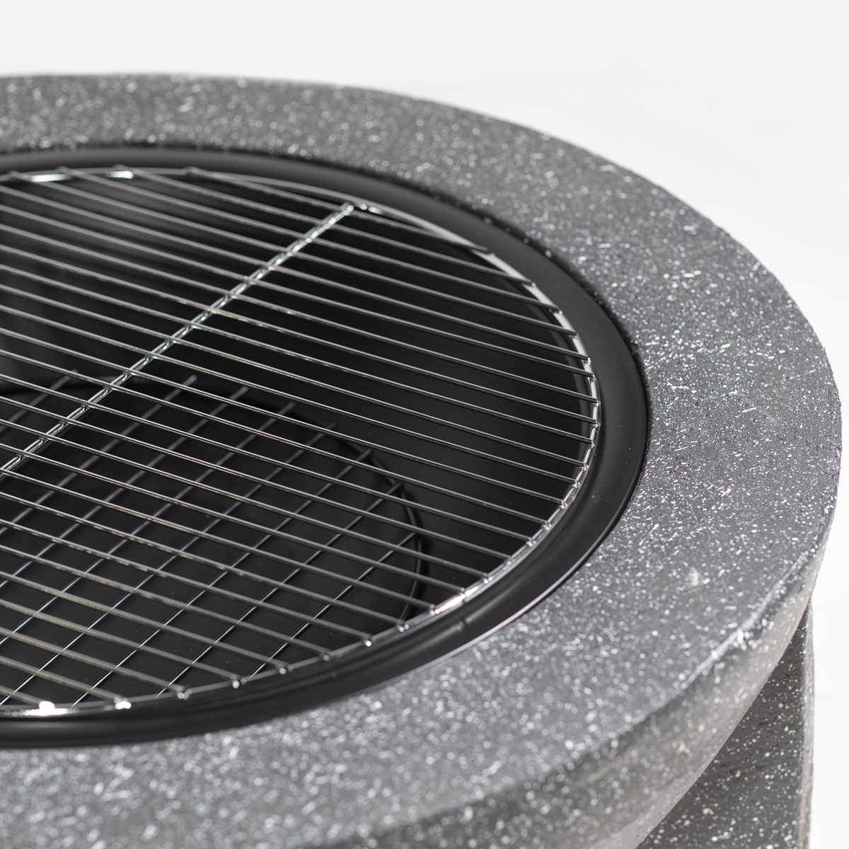 Round MgO Fire Pit with BBQ Grill & Safety Mesh Screen 75cm - Dark Grey DG191
