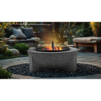Round MgO Fire Pit with BBQ Grill & Safety Mesh Screen 75cm - Dark Grey DG191