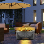 Round MgO Fire Pit with BBQ Grill & Safety Mesh Screen 75cm - Dark Grey DG191