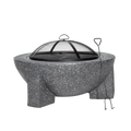 Round MgO Fire Pit with BBQ Grill & Safety Mesh Screen 75cm - Dark Grey DG191