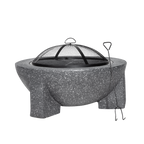 Round MgO Fire Pit with BBQ Grill & Safety Mesh Screen 75cm - Dark Grey DG191