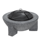 Round MgO Fire Pit with BBQ Grill & Safety Mesh Screen 75cm - Dark Grey DG191