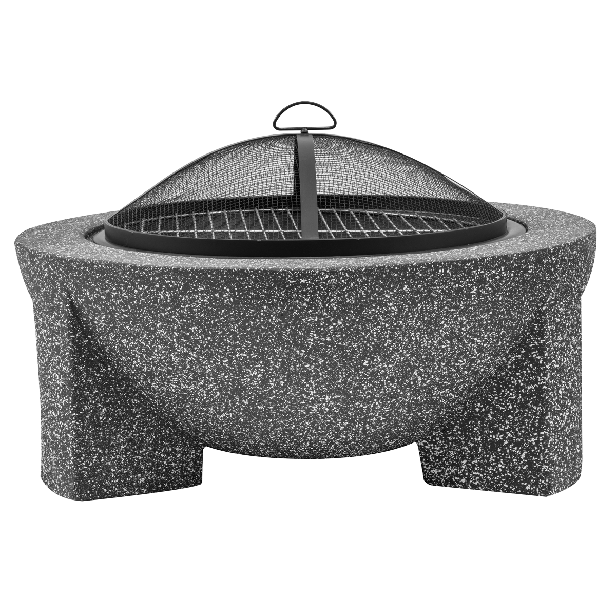 Round MgO Fire Pit with BBQ Grill & Safety Mesh Screen 75cm - Dark Grey DG191